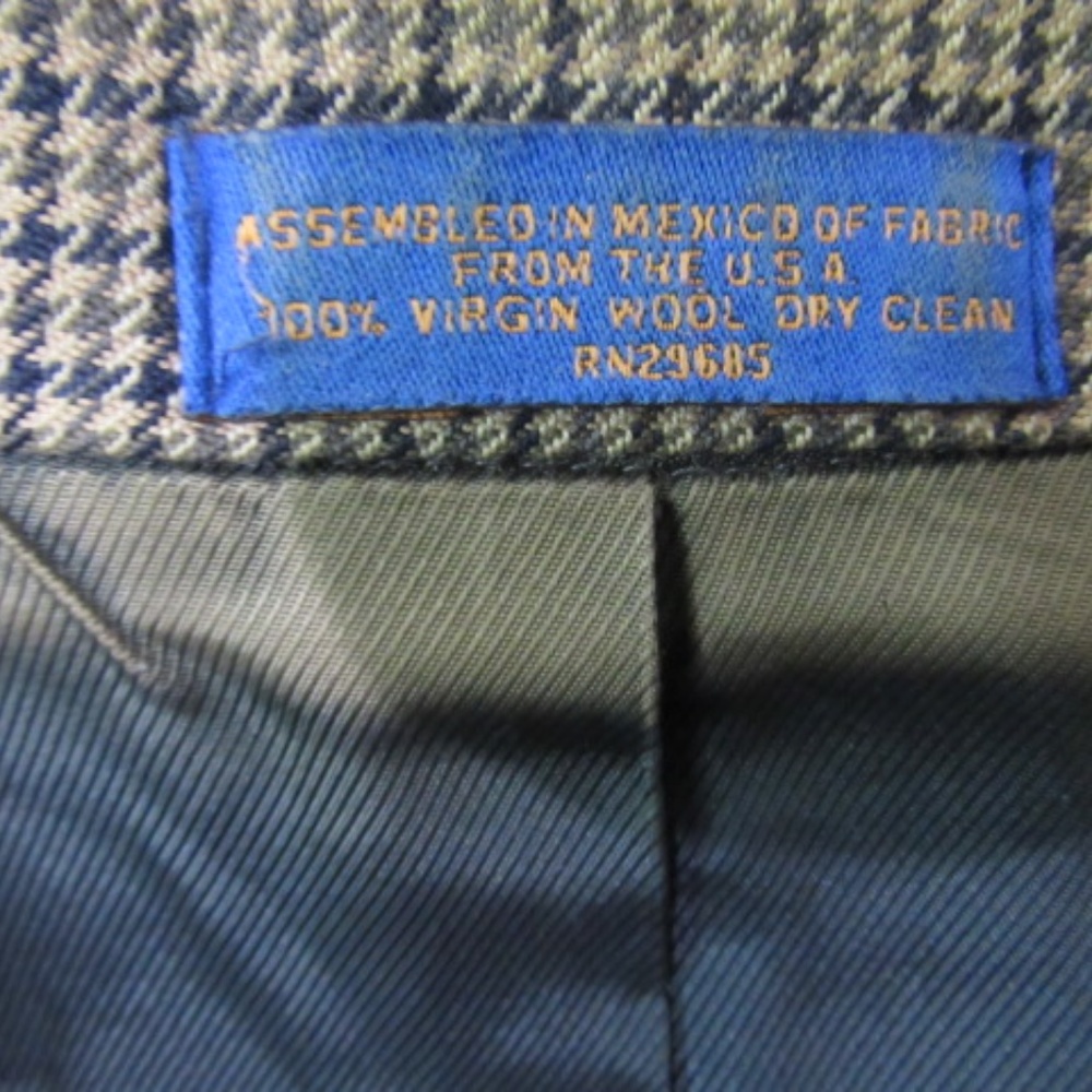 Pendleton USA 100% Wool Sz 48R Brown Houndstooth Elbow Patch Vented Sport Coat - Picture 8 of 16
